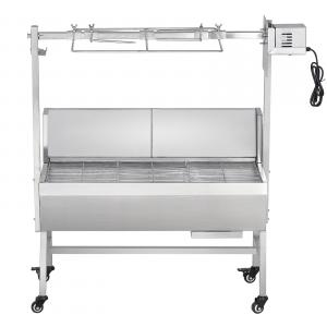 Professzionális rozsdamentes acél grillsütő készlet – 42 W-os motorral, 4 ford./perc sebességgel, 40 kg terhelhetőséggel, 1110×417×1080 mm méretben.