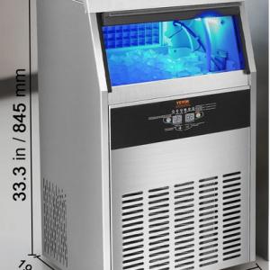 Professzionális szekrényes jégkészítő – 45 kg jég/nap, 50 jégkocka 12–15 perc alatt, 15 kg tárolókapacitás, LED kijelzővel