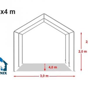 Professzionális tűzálló rendezvénysátor 3x4 m, ponyva PVC  fehér