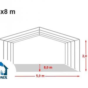 Professzionális tűzálló rendezvénysátor 5x8m, ponyva PVC fehér