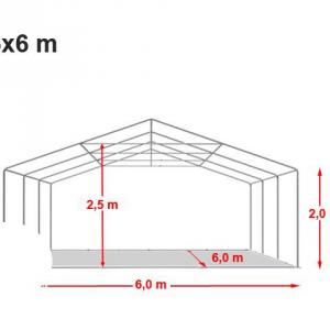 Professzionális tűzálló rendezvénysátor 6x6 m, ponyva PVC 750 fehér, erősített szerkezettel