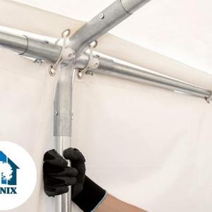 Professzionláis  raktársátor, tároló 6x16 m ponyva PVC  oldalmagasság + 2,6 m erősített szerkezettel
