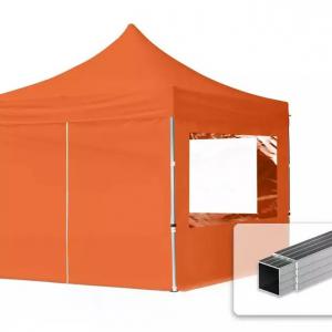 PROFI alumínium pop-up összecsukható pavilon és rendezvénysátor 3 × 3 m, 9 m², 4 db panorámaablakos oldalfallal, vízálló PVC ponyvával, 32 mm-es alumíniumvázzal, ollómechanikával
