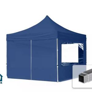 PROFI alumínium pop-up összecsukható pavilon és rendezvénysátor 3 × 3 m, 9 m², 4 db panorámaablakos oldalfallal, vízálló PVC ponyvával, 32 mm-es alumíniumvázzal, ollómechanikával