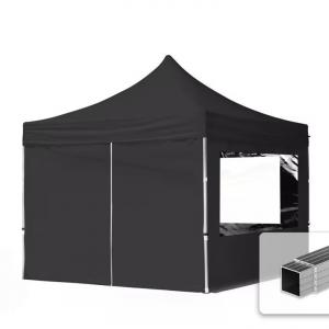 PROFI alumínium pop-up összecsukható pavilon és rendezvénysátor 3 × 3 m, 9 m², 4 db panorámaablakos oldalfallal, vízálló PVC ponyvával, 32 mm-es alumíniumvázzal, ollómechanikával