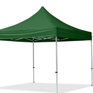 PROFI alumínium pop-up összecsukható pavilon és rendezvénysátor 3 × 3 m, 9 m², zöld, vízálló PVC ponyvával, 4 db oldalfallal, 32 mm-es alumíniumvázzal, ollómechanikával és állítható magassággal