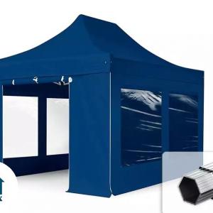 PROFI alumínium pop-up összecsukható pavilon és rendezvénysátor 3 × 4,5 m, 13,5 m², 4 db panorámaablakos oldalfallal, 100%-ban vízálló PVC-bevonatú ponyvával, 40 mm-es alumíniumvázzal