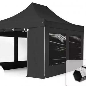 PROFI alumínium pop-up összecsukható pavilon és rendezvénysátor 3 × 4,5 m, 13,5 m², 4 db panorámaablakos oldalfallal, 100%-ban vízálló PVC-bevonatú ponyvával, 40 mm-es alumíniumvázzal