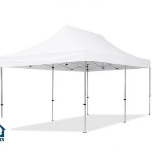 PROFI alumínium pop-up összecsukható pavilon és rendezvénysátor 3 × 6 m, 18 m², fehér, 100%-ban vízálló PVC-bevonatú ponyvával, alumíniumvázzal, ollómechanikával és állítható magassággal