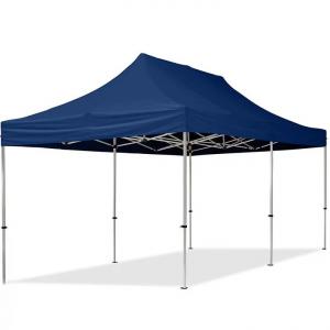 PROFI alumínium pop-up összecsukható pavilon és rendezvénysátor 3 × 6 m, 18 m², kék, vízálló PVC-bevonatú poliészter ponyvával, 32 mm-es alumíniumvázzal, ollómechanikával és állítható magassággal
