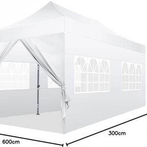 PROFI Alumínium Pop-up összecsukható pavilon rendezvénysátor 3x6m ponyva  extra erős 500D Oxford szövet fehér + Tartozék homokzsák