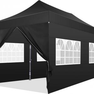 PROFI Alumínium Pop-up összecsukható pavilon rendezvénysátor 3x6m ponyva  extra erős 500D Oxford szövet fekete + Tartozék homokzsák