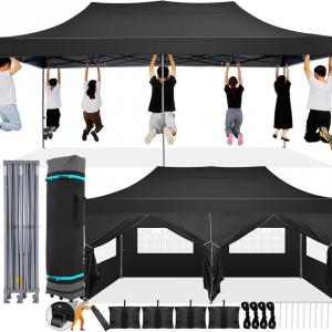 PROFI Alumínium Pop-up összecsukható pavilon rendezvénysátor 3x6m ponyva  extra erős 500D Oxford szövet fekete + Tartozék homokzsák
