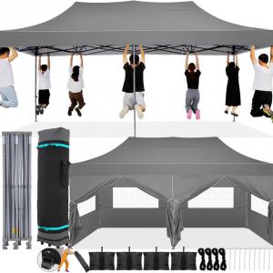 PROFI Alumínium Pop-up összecsukható pavilon rendezvénysátor 3x6m ponyva  extra erős 500D Oxford szövet szürke + Tartozék homokzsák