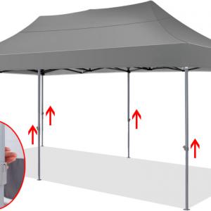 PROFI Alumínium Pop-up összecsukható pavilon rendezvénysátor 3x6m ponyva  extra erős 500D Oxford szövet szürke + Tartozék homokzsák