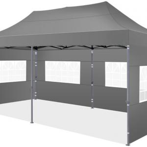 PROFI Alumínium Pop-up összecsukható pavilon rendezvénysátor 3x6m ponyva  extra erős 500D Oxford szövet szürke + Tartozék homokzsák