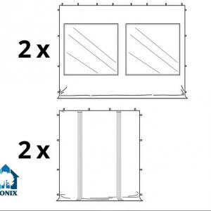 PROFI ALUMÍNIUM  Pop-up összecsukható pavilon, rendezvénysátor ollómechanikával, panorámaablakkal 3x4,5 m ponyva PVC 4db oldalfallal