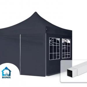PROFI pop-up összecsukható pavilon és rendezvénysátor 3 × 3 m, 9 m², 100%-ban vízálló PVC ponyvával, 4 db oldalfallal, 30 × 30 mm-es acélvázzal és 3 fokozatban állítható magassággal
