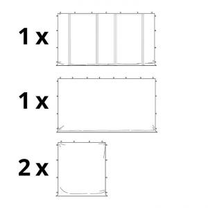 PROFI pop-up összecsukható pavilon és rendezvénysátor 3 × 6 m, 18 m², fehér vízálló PVCponyvával, 4 db ablak nélküli oldalfallal, 40 mm-es porfestett acélvázzal, ollómechanikával állítható magassággal
