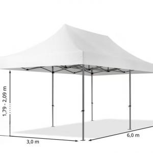 PROFI Pop-up összecsukható pavilon rendezvénysátor 3x6m ponyva PVC 4db oldalfallal, acélszerkezettel, ablakkal