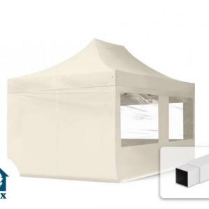 PROFI Pop-up összecsukható pavilon, rendezvénysátor ollómechanikával 3x4,5 m ponyva PVC 4db oldalfallal, panoráma ablakokkal