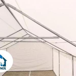 Raktársátor, ipari sátor 3 × 4 m – 12 m², PVC ponyvával, padlókerettel és megerősített horganyzott acélszerkezettel