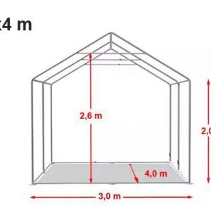 Raktársátor, ipari sátor 3 × 4 m – 12 m², PVC ponyvával, padlókerettel és megerősített horganyzott acélszerkezettel