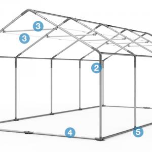 Raktársátor ipari sátor tároló sátor 4x6 m ponyva PVC szürke erősített szerkezettel padlókerettel