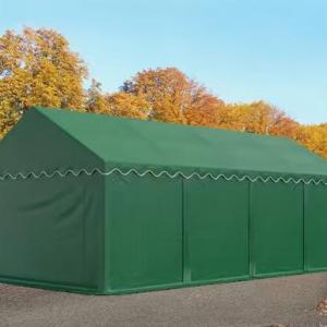 Raktársátor, ipari sátor, tárolósátor 4 × 8 m – 32 m², erős PVC ponyvával, horganyzott acélvázzal, 100% vízálló kivitelben