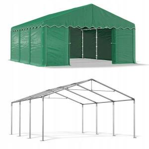 Raktársátor, ipari tárolósátor 4 × 6  m PE tárolósátor – 24 m², horganyzott acélvázzal, Ø 38 mm-es szerkezeti csövekkel, Ø 42 mm-es csatlakozókkal, 240 g/m² UV-álló és vízálló ponyvával zöld