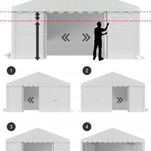 Raktársátor, ipari tárolósátor 4 × 6  m PE tárolósátor – 24 m², horganyzott acélvázzal, Ø 38 mm-es szerkezeti csövekkel, Ø 42 mm-es csatlakozókkal, 240 g/m² UV-álló és vízálló ponyvával zöld
