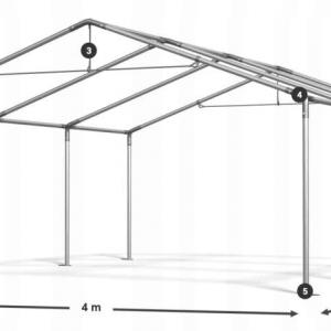 Raktársátor, ipari tárolósátor 4 × 6  m PE tárolósátor – 24 m², horganyzott acélvázzal, Ø 38 mm-es szerkezeti csövekkel, Ø 42 mm-es csatlakozókkal, 240 g/m² UV-álló és vízálló ponyvával zöld