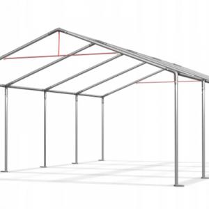 Raktársátor, ipari tárolósátor 4 × 6  m PE tárolósátor – 24 m², horganyzott acélvázzal, Ø 38 mm-es szerkezeti csövekkel, Ø 42 mm-es csatlakozókkal, 240 g/m² UV-álló és vízálló ponyvával zöld