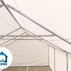 Raktársátor műhelysátor 4x6 m ponyva PVC zöld erősített szerkezettel, padlókerettel