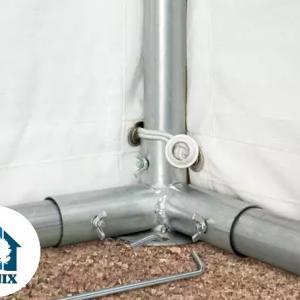 Raktársátor tároló, műhelysátor 3x6 m ponyva PVC  erősített szerkezettel padlókerettel szürke