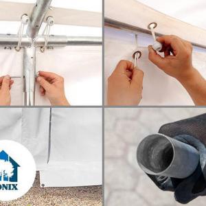 Raktársátor tároló, műhelysátor 3x6 m ponyva PVC  erősített szerkezettel padlókerettel szürke