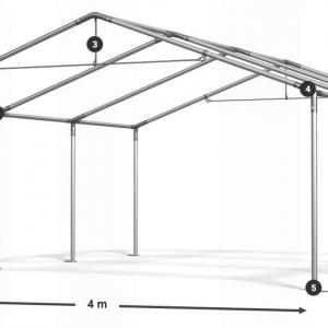 Raktársátor tároló, műhelysátor 4x6  m ponyva PE erősített horganyzott  acélvázas kivitel szürke