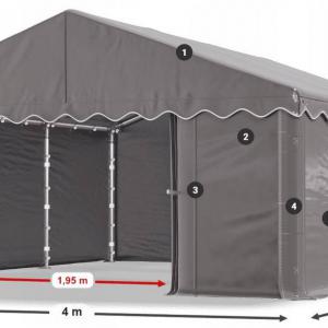 Raktársátor tároló, műhelysátor 4x6  m ponyva PE erősített horganyzott  acélvázas kivitel szürke