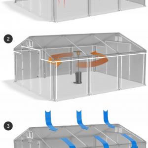 Raktársátor tároló, műhelysátor 4x6  m ponyva PVC 560g/m2 erősített horganyzott  acélvázas kivitel szürke