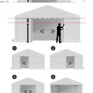 Raktársátor tároló, műhelysátor 6x12  m ponyva PE erősített horganyzott  acélvázas kivitel szürke