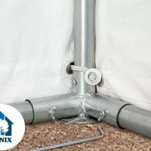 Raktársátor tároló sátor 4x6 m ponyva PVC  erősített szerkezettel padlókerettel