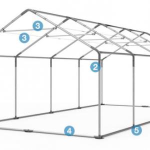 Raktársátor tároló sátor 4x6 m ponyva PVC fehér erősített szerkezettel padlókerettel