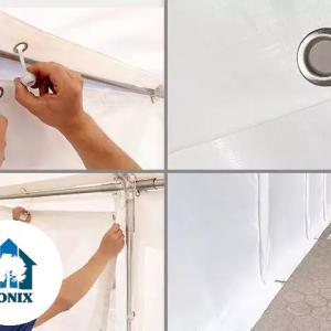 Raktársátor tároló sátor 5x10 m ponyva PVC erősített szerkezettel padlókerettel