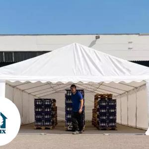 Raktársátor tároló sátor 6x12 m ponyva  PVC  padlókerettel erősített szerkezettel fehér