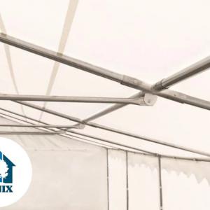 Raktársátor tároló sátor 6x12 m ponyva  PVC  padlókerettel erősített szerkezettel fehér