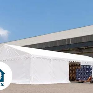 Raktársátor tároló sátor 6x12m ponyva  PVC  padlókerettel erősített szerkezettel fehér