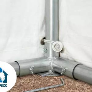 Raktársátor tároló sátor 6x12m ponyva  PVC  padlókerettel erősített szerkezettel fehér