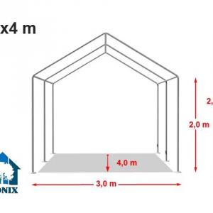 Raktársátor, tárolósátor 3 × 4 m – 12 m², PVC ponyvával és horganyzott acélszerkezettel