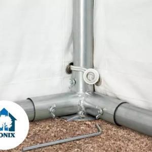 Raktársátor, tárolósátor 3 × 4 m – 12 m², PVC ponyvával, padlókerettel és extra megerősített horganyzott acélszerkezettel