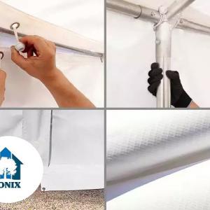Raktársátor, tárolósátor 3 × 4 m – 12 m², PVC ponyvával, padlókerettel és extra megerősített horganyzott acélszerkezettel